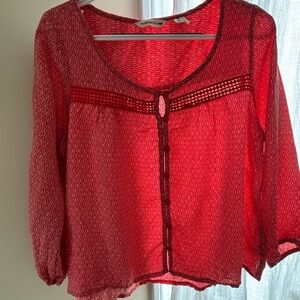 Toad&Co Vibrant Red Patterned Blouse